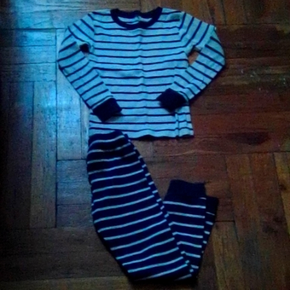 Boys pajamas set by Carter's. Navy Blue and White stripes. Size 6A